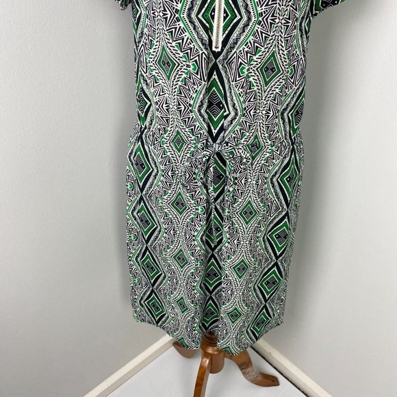 David Lawrence Size 8 Women's Shift Dress Geometric Pockets Waist Tie - Picture 3 of 10